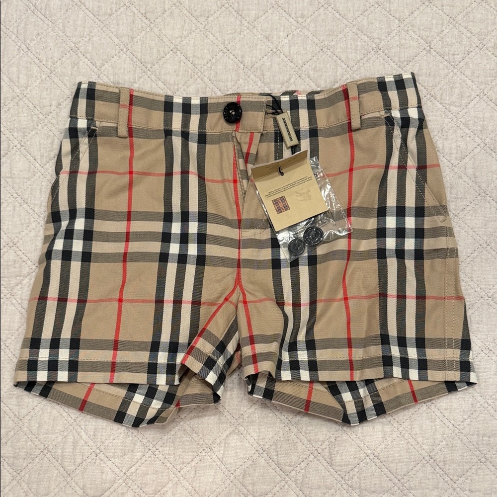 Burberry Girls Beige Plaid Cotton Shorts with Classic Check Size 8y